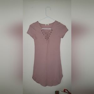 Baby pink curved bottom dress